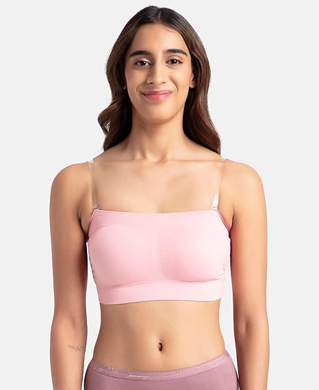 Jockey 1545 Women’s Wirefree Padded Bandeau Bra – Full Coverage with Removable Pads & Detachable Straps